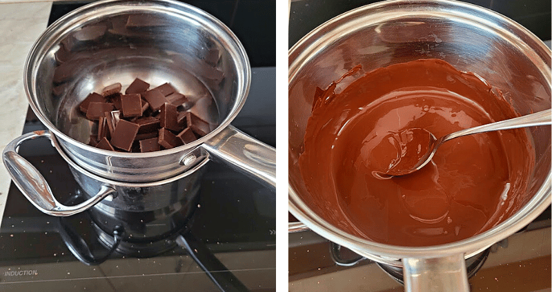 Zserbó, gazdag dió töltelékkel csokimáz készítése